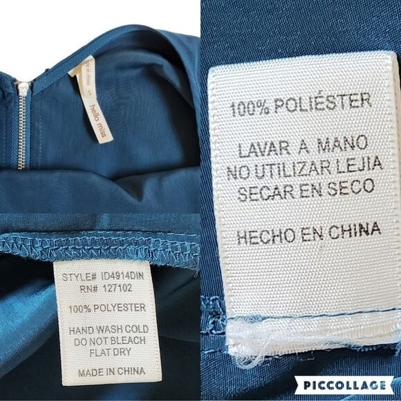 Hello Miss Women's Blue-Green 3/4 Sleeve Mini Shift Dress Size S - Picture 10 of 10